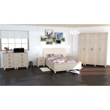 Dormitor Dynasty MDF Sonoma cu pat pentru saltea 140x200 cm